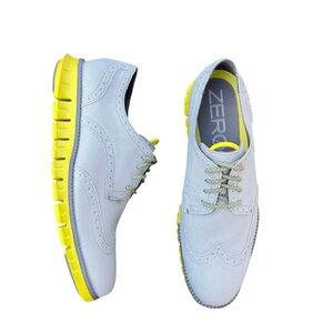 Cole Haan’s Men’s ZEROGRAND Wingtip Oxford Canvas Shoes Size 8 Grey Neon Yellow